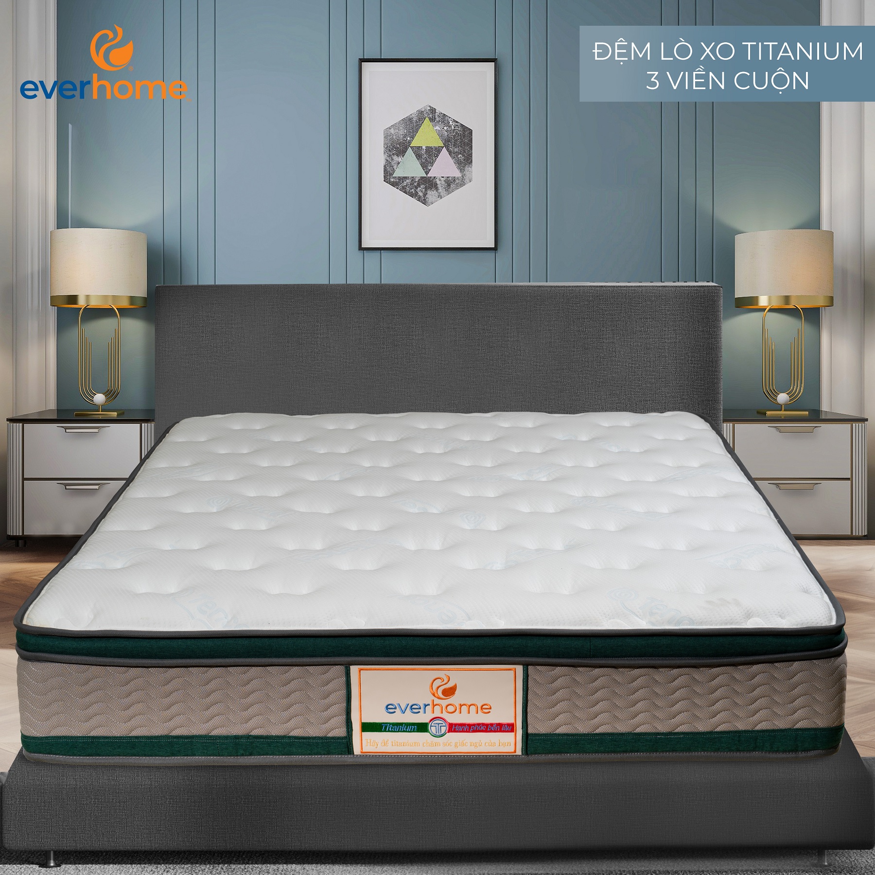 Đệm lò xo Titanium 3 viền – Lò xo cuộn Đệm lò xo Titanium 3 viền – Lò xo cuộn
